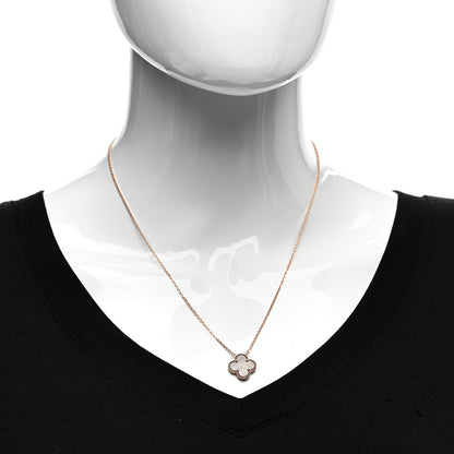Van Cleef & Arpels 18K Rose Gold Gray Mother of Pearl Vintage Alhambra Pendant Necklace 2 of 6