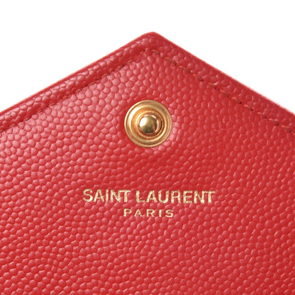 Saint Laurent Grain De Poudre Matelasse Chevron Monogram Envelope Chain Wallet New Red 6 of 8