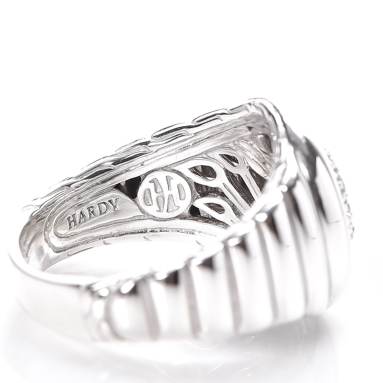 John Hardy Sterling Silver Diamond Bedeg Ring 57 8 4 of 5