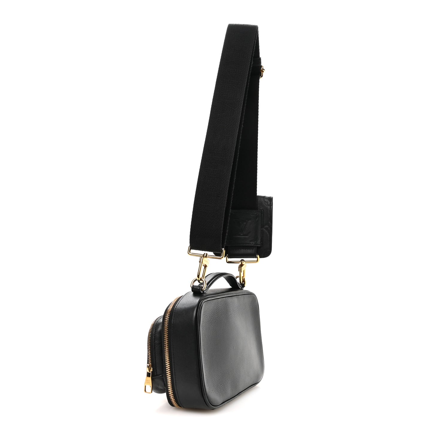 Calfskin Monogram Embossed Utility Crossbody Black