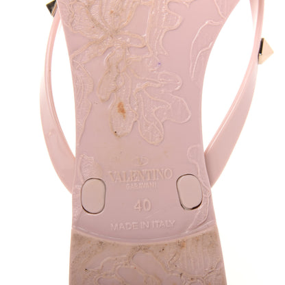 Valentino Garavani PVC Jelly Rockstud Bow Thong Sandals 40 Water Rose 9 of 10