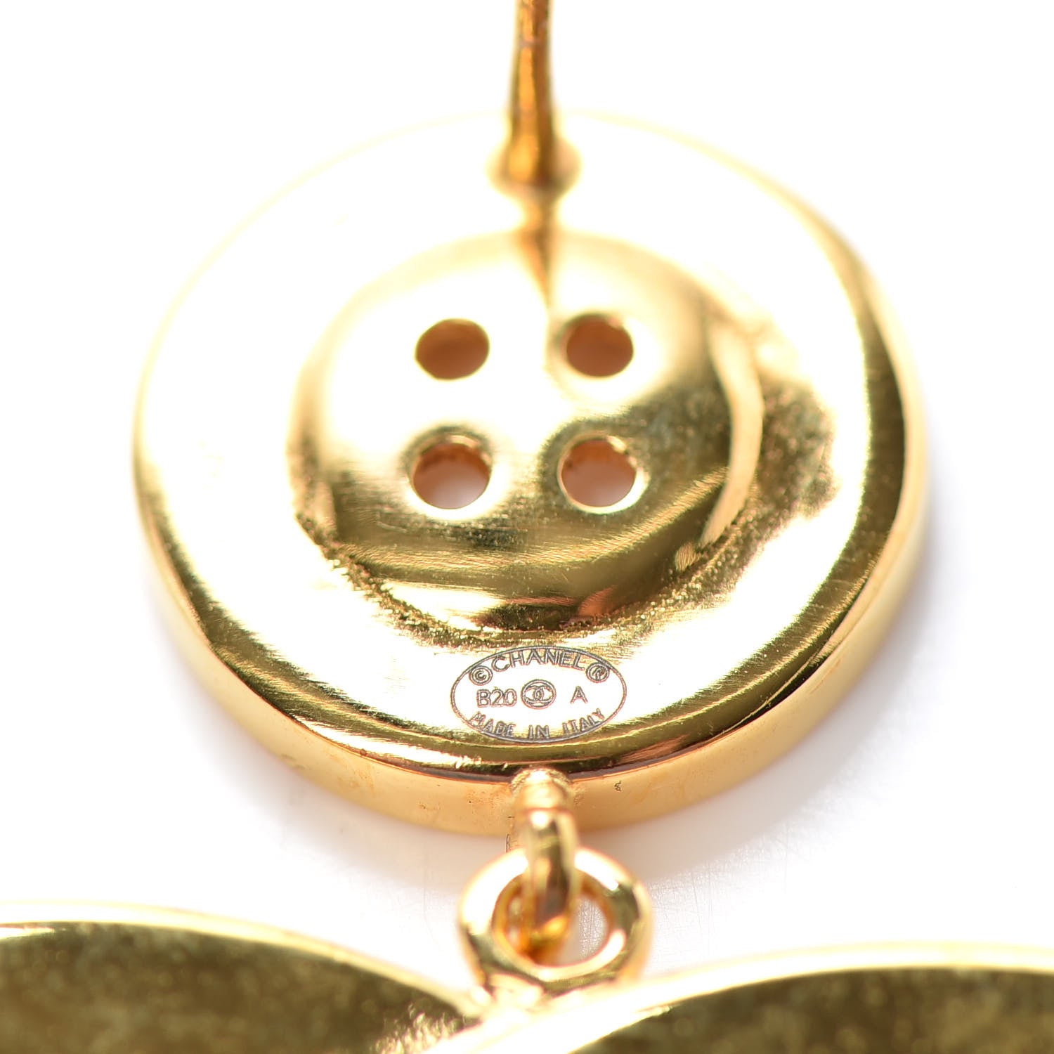 Chanel Metal Large Paris Button Earrings Gold 4 of 4