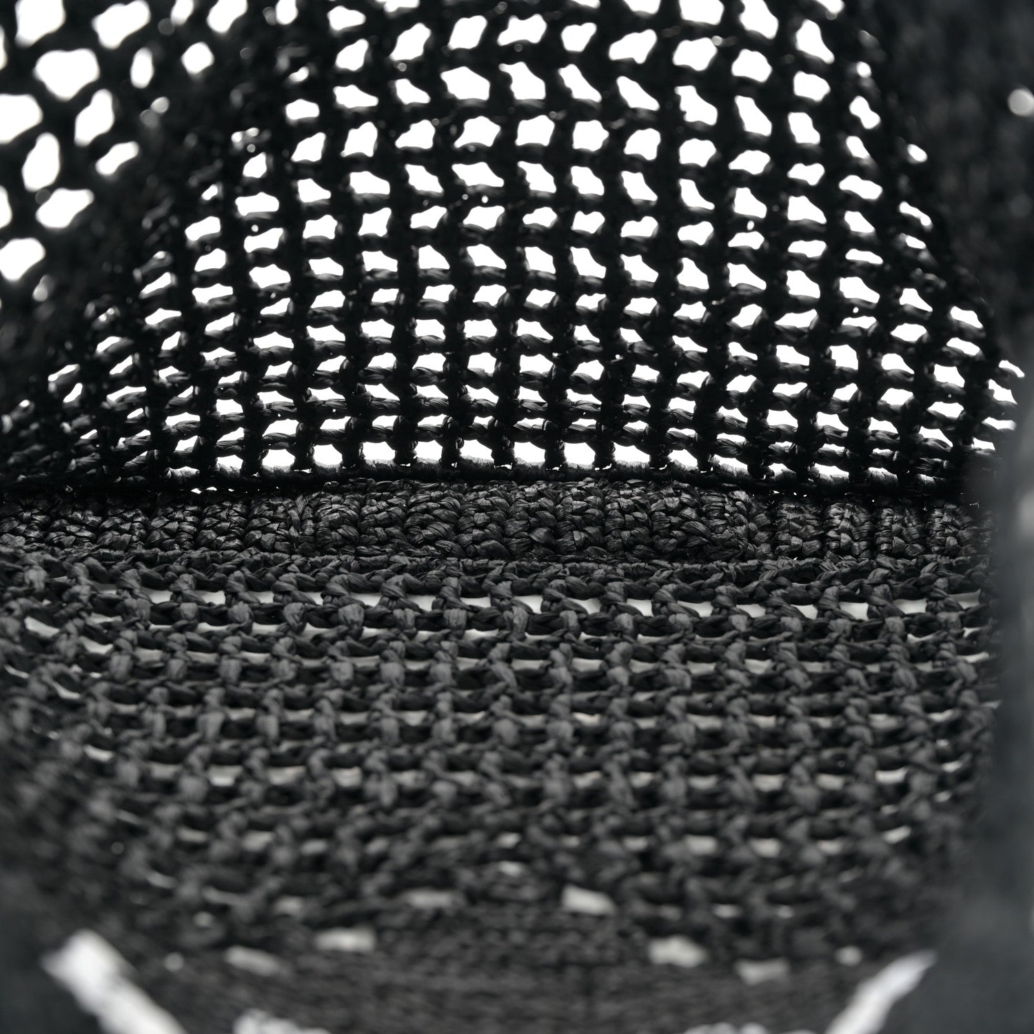 Prada Yarn Raffia Effect Crochet Logo Embroidered Tote Bag Black 5 of 11