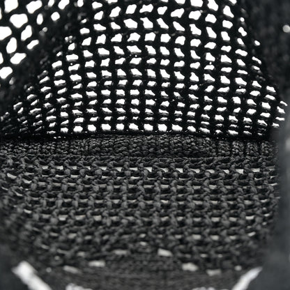 Prada Yarn Raffia Effect Crochet Logo Embroidered Tote Bag Black 5 of 11