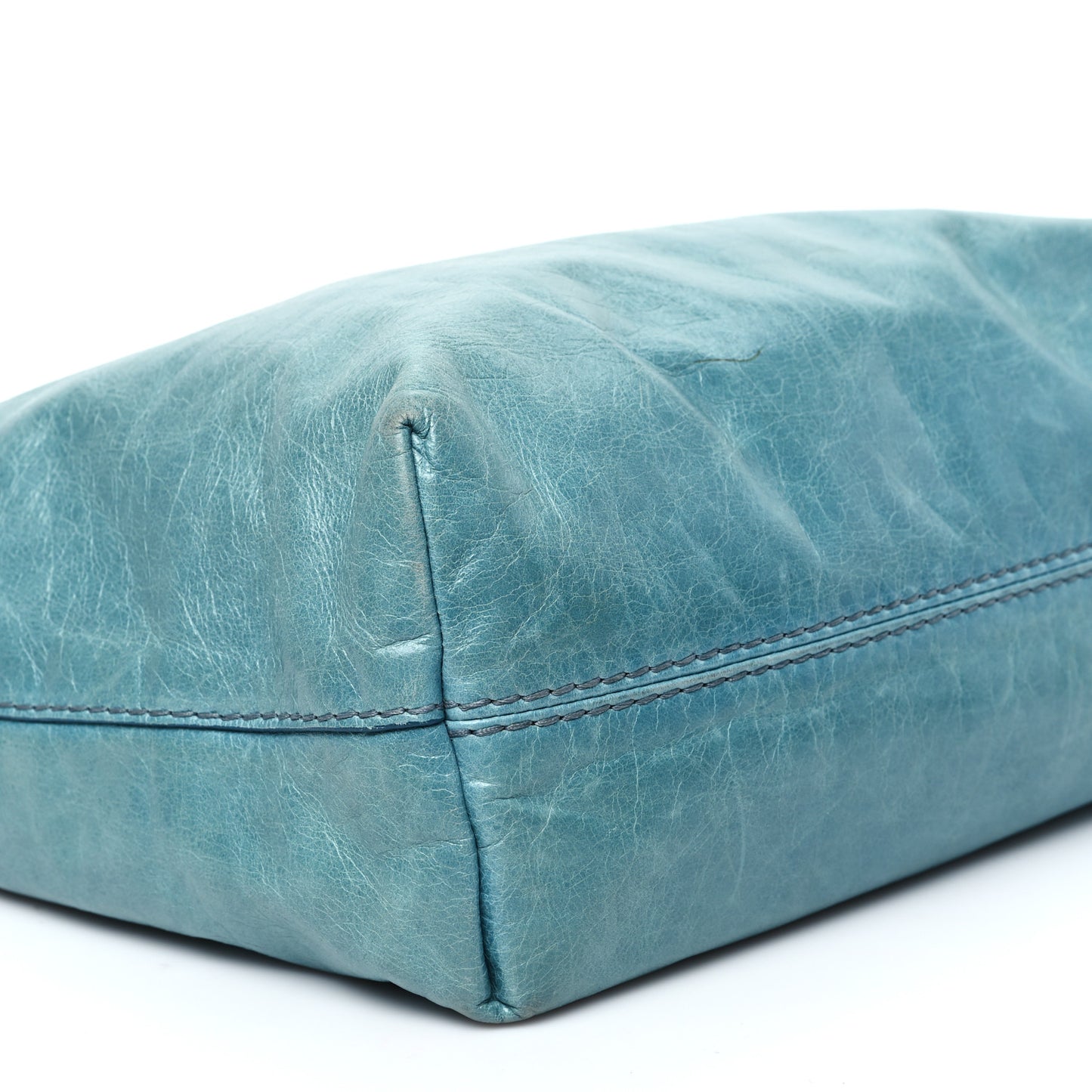 Vitello Shine Shopping Tote Azzurro