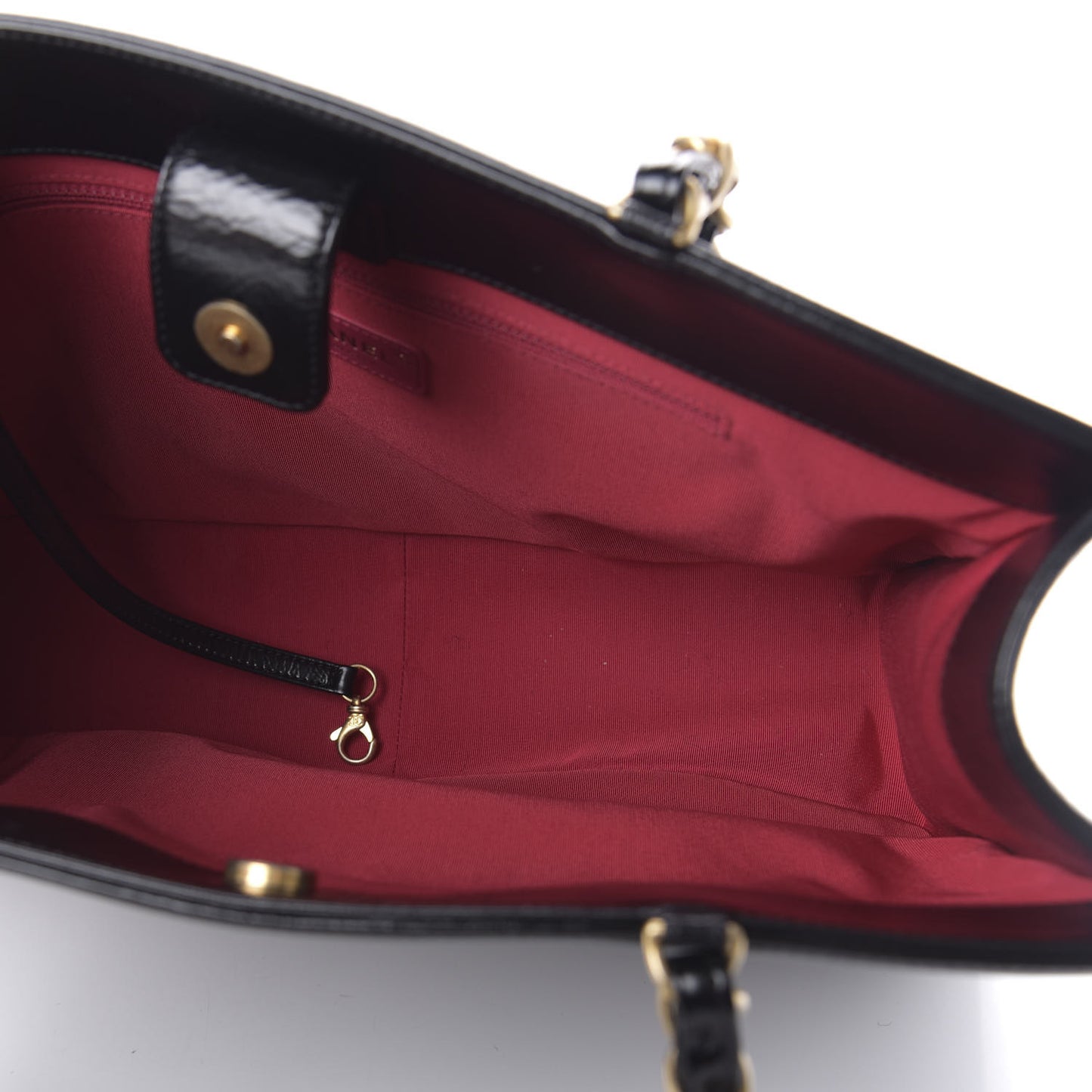 Shiny Aged Calfskin Shopping Bag Black