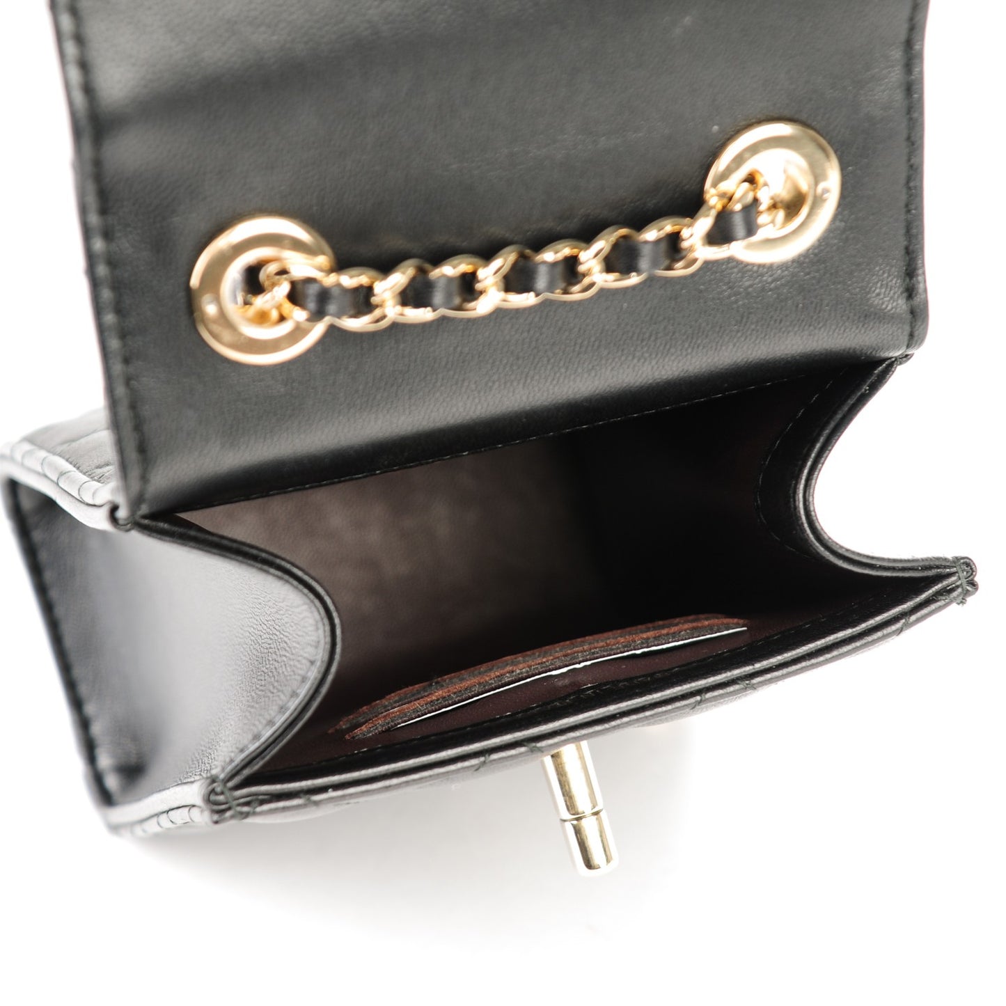 Lambskin Quilted Trendy CC Phone Holder Black