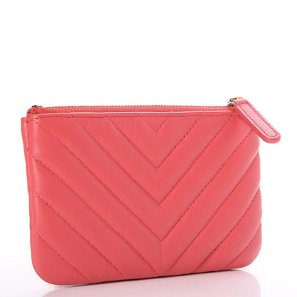 Chanel Lambskin Chevron Quilted Small Cosmetic Case Dark Pink 3 of 8