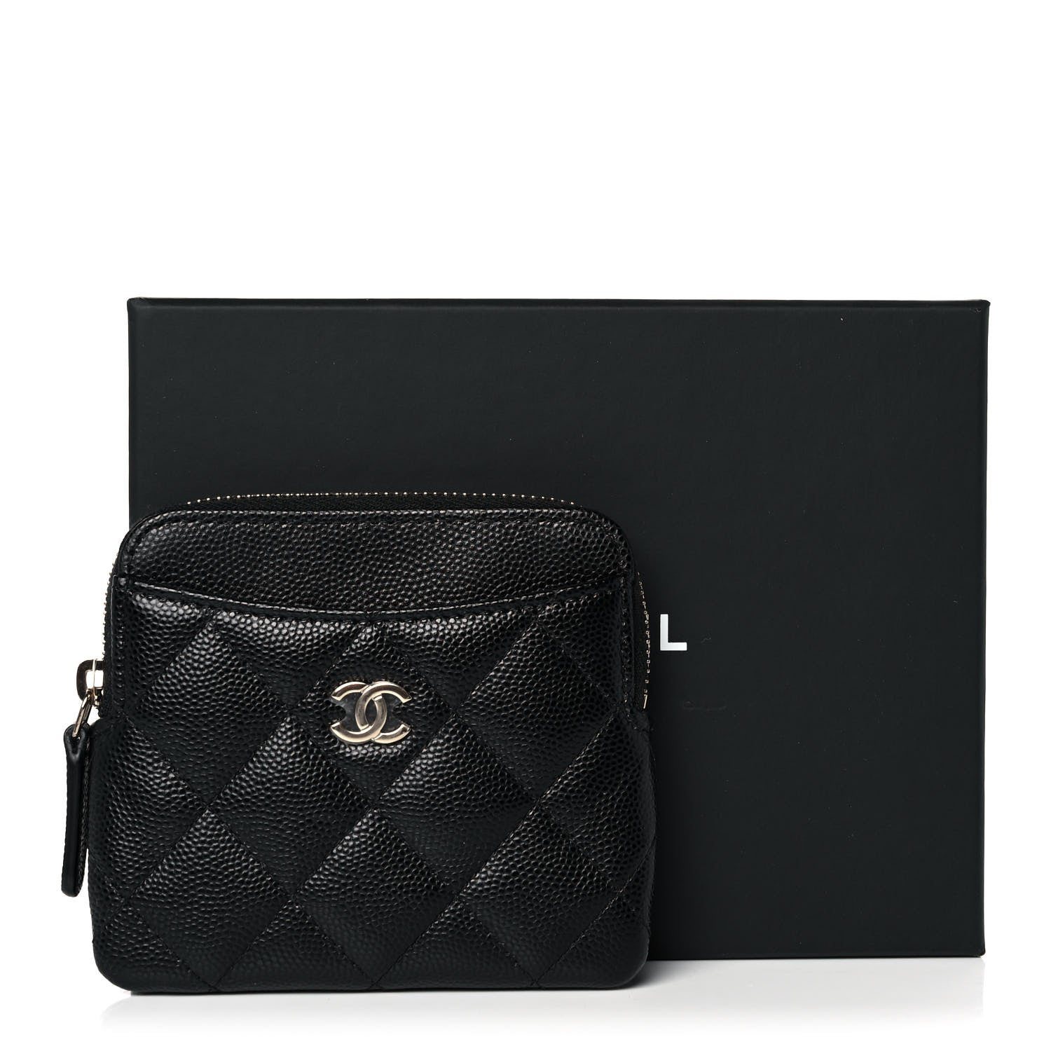 Chanel Caviar Quilted Zip Card Holder Wallet Black 8 of 8