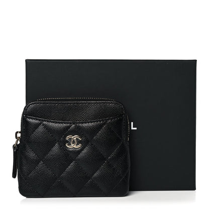 Chanel Caviar Quilted Zip Card Holder Wallet Black 8 of 8