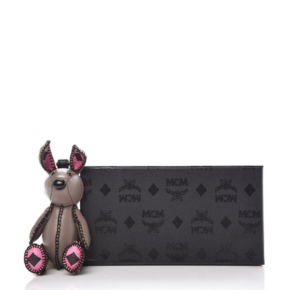 MCM Lambskin Visetos Rabbit Key Ring Bag Charm Taupe Pink 3 of 3