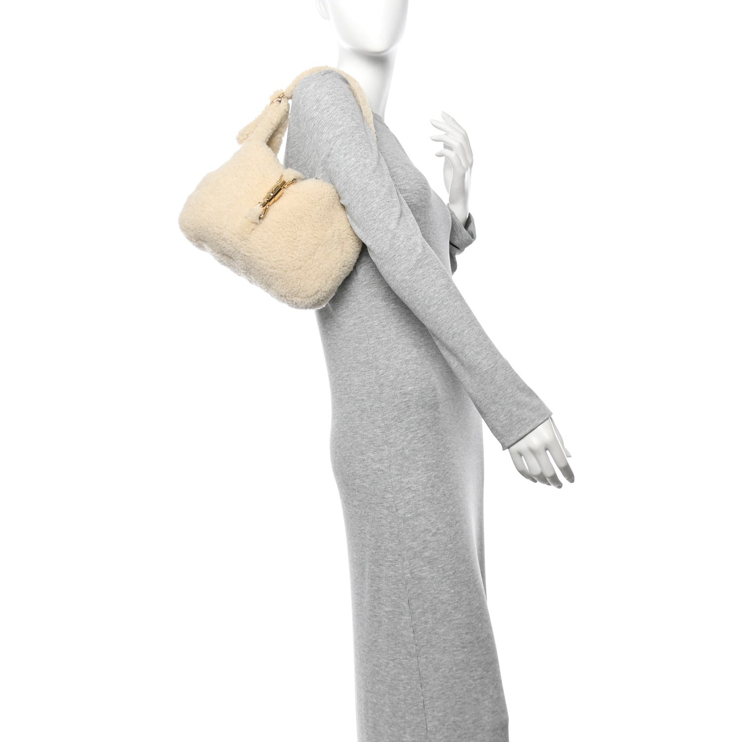 Shearling Small Jackie 1961 Shoulder Bag Ivory