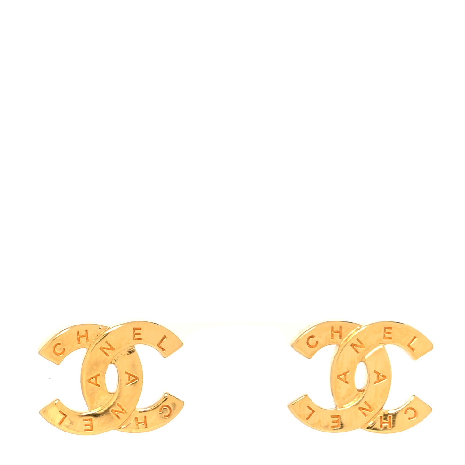 Chanel Metal CC Paris Button Stud Earrings Gold 1 of 4