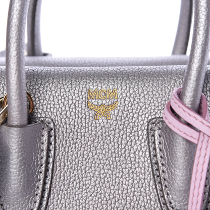 MCM Metallic Grained Calfskin Mini Milla Tote Spike Silver 6 of 9