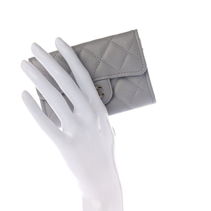 Chanel Caviar Quilted Flap Card Holder Wallet Dark Grey 2 of 8