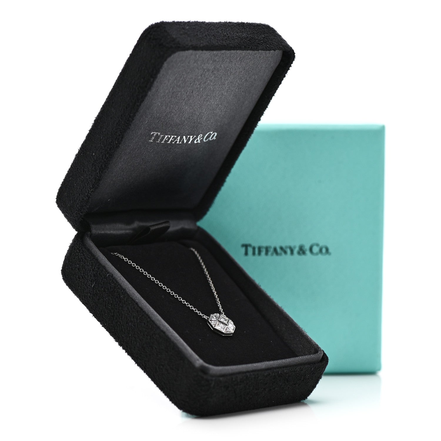 Tiffany Platinum Diamond Mosaic Pendant Necklace 4 of 6