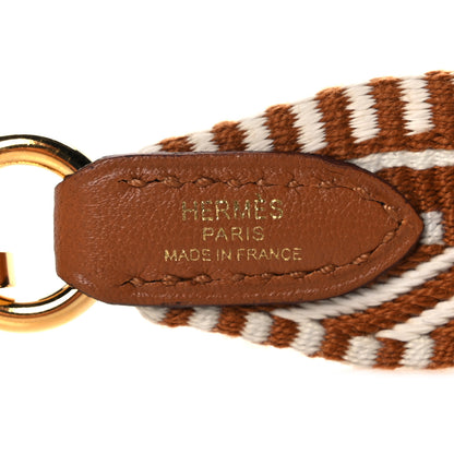 Hermes Toile Swift 25mm Sangle Cavale Shoulder Strap Ecru Beige Gold 3 of 5