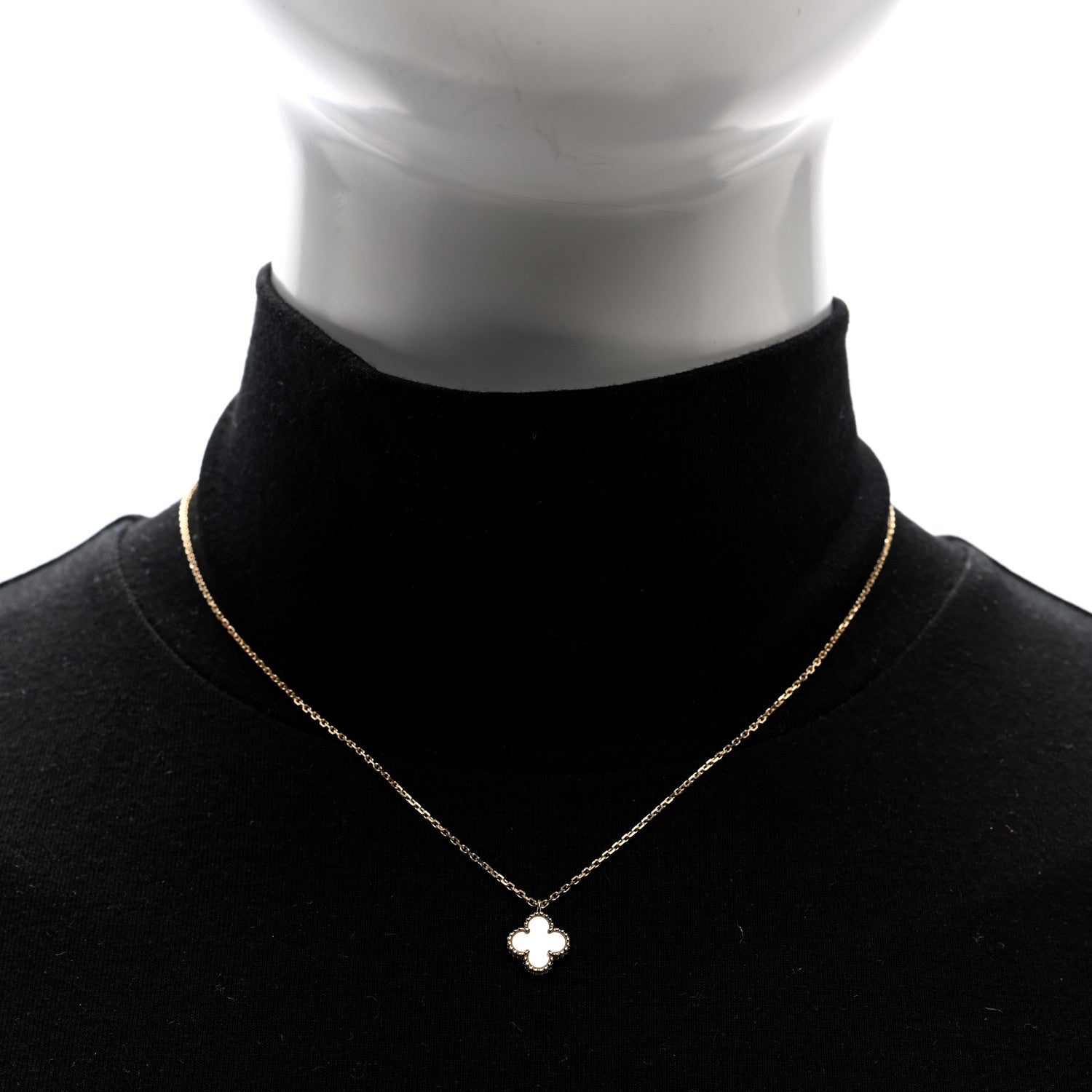 Van Cleef & Arpels 18K Yellow Gold Mother of Pearl Sweet Alhambra Pendant Necklace 2 of 5