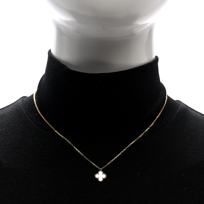 Van Cleef & Arpels 18K Yellow Gold Mother of Pearl Sweet Alhambra Pendant Necklace 2 of 5