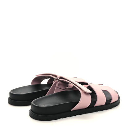 Hermes Calfskin Womens Chypre Sandals 37 Rose Porcelaine 4 of 8