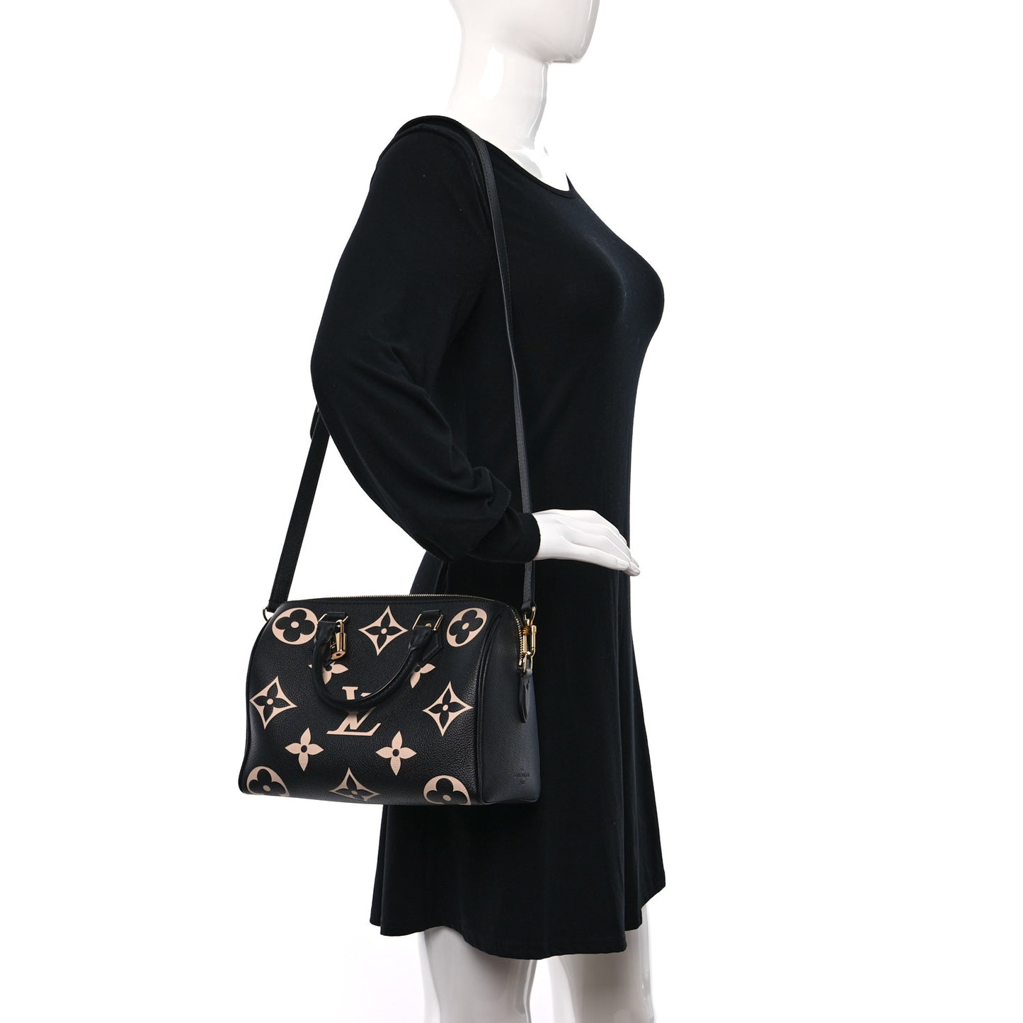 Empreinte Monogram Giant Speedy Bandouliere 25 Black Beige