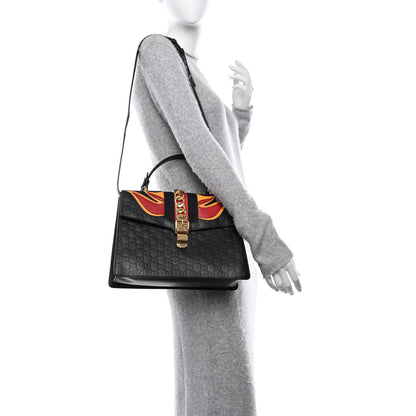 Gucci Guccissima Signature Medium Sylvie Top Handle Bag Black 2 of 11