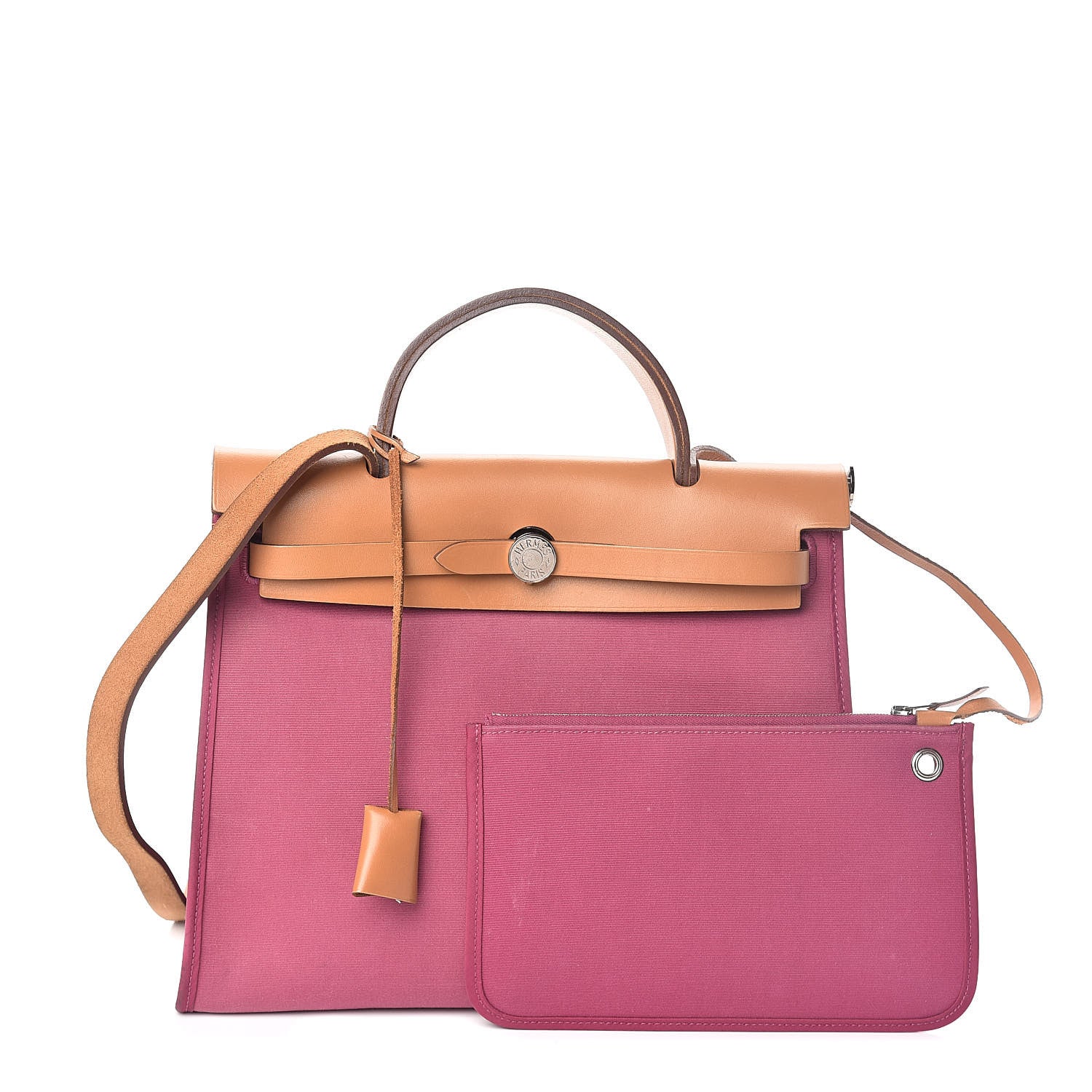 Hermes Vache Hunter Toile Herbag Zip 31 PM Rose Lipstick 1 of 12