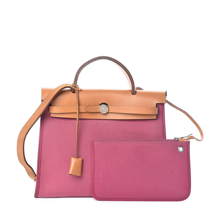 Hermes Vache Hunter Toile Herbag Zip 31 PM Rose Lipstick 1 of 12