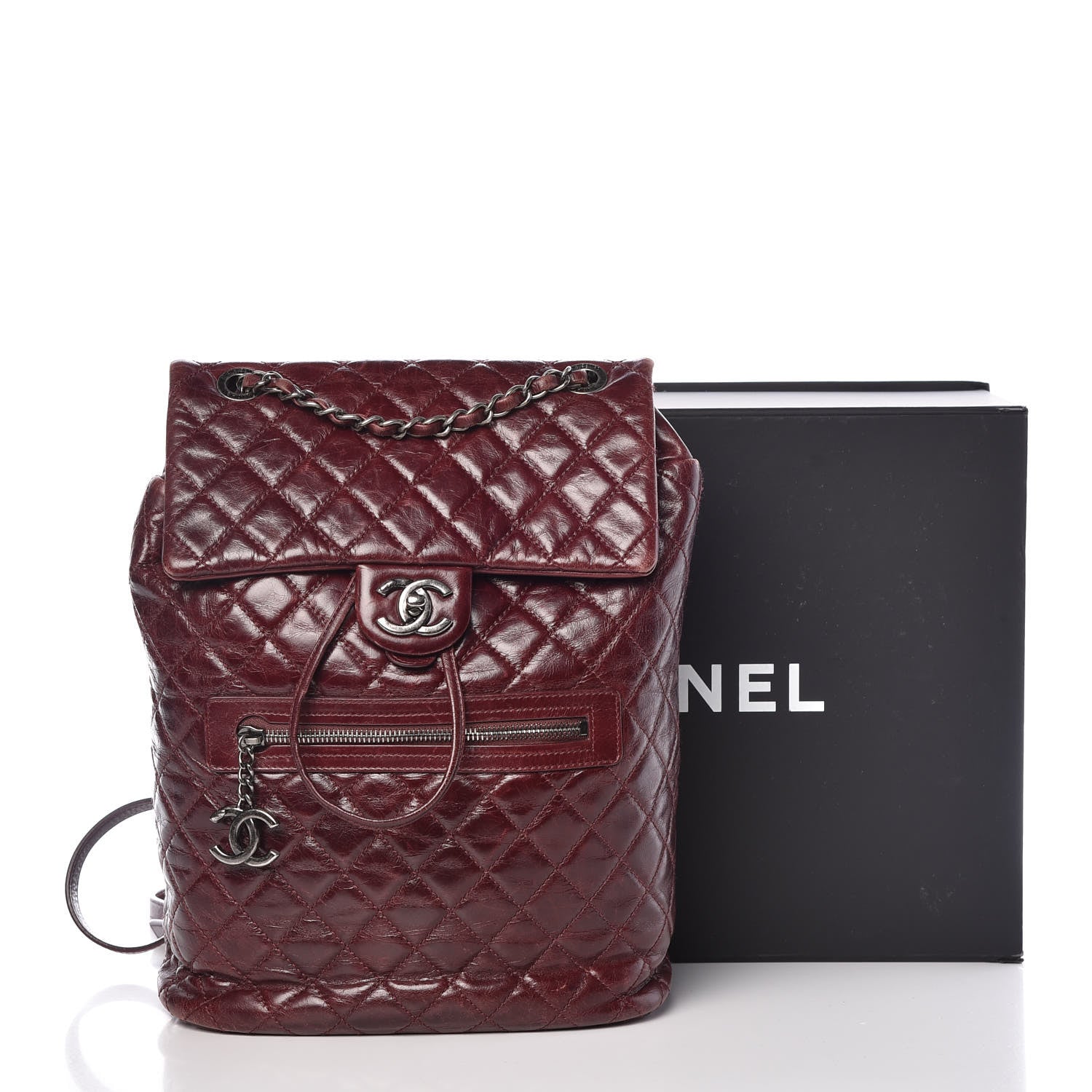 Chanel Glazed Calfskin Quilted Large Salzburg Backpack Burgundy 18 of 18