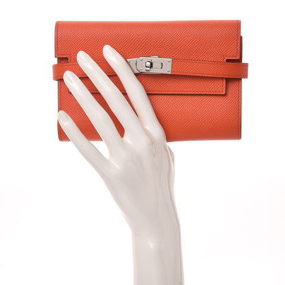 Hermes Epsom Medium Kelly Wallet Orange Poppy 2 of 10