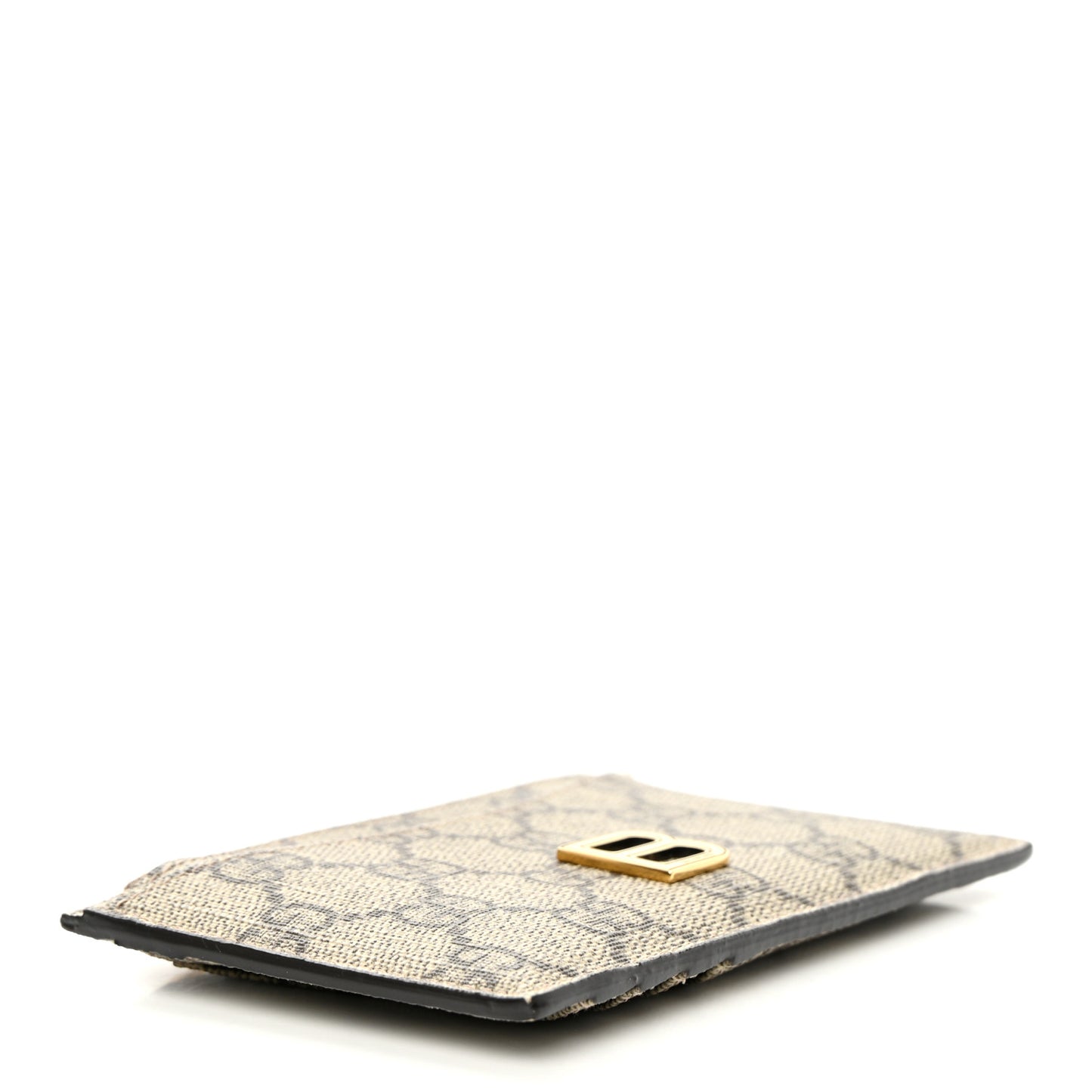 X BALENCIAGA GG Supreme Monogram Zip Card Case Beige Ebony