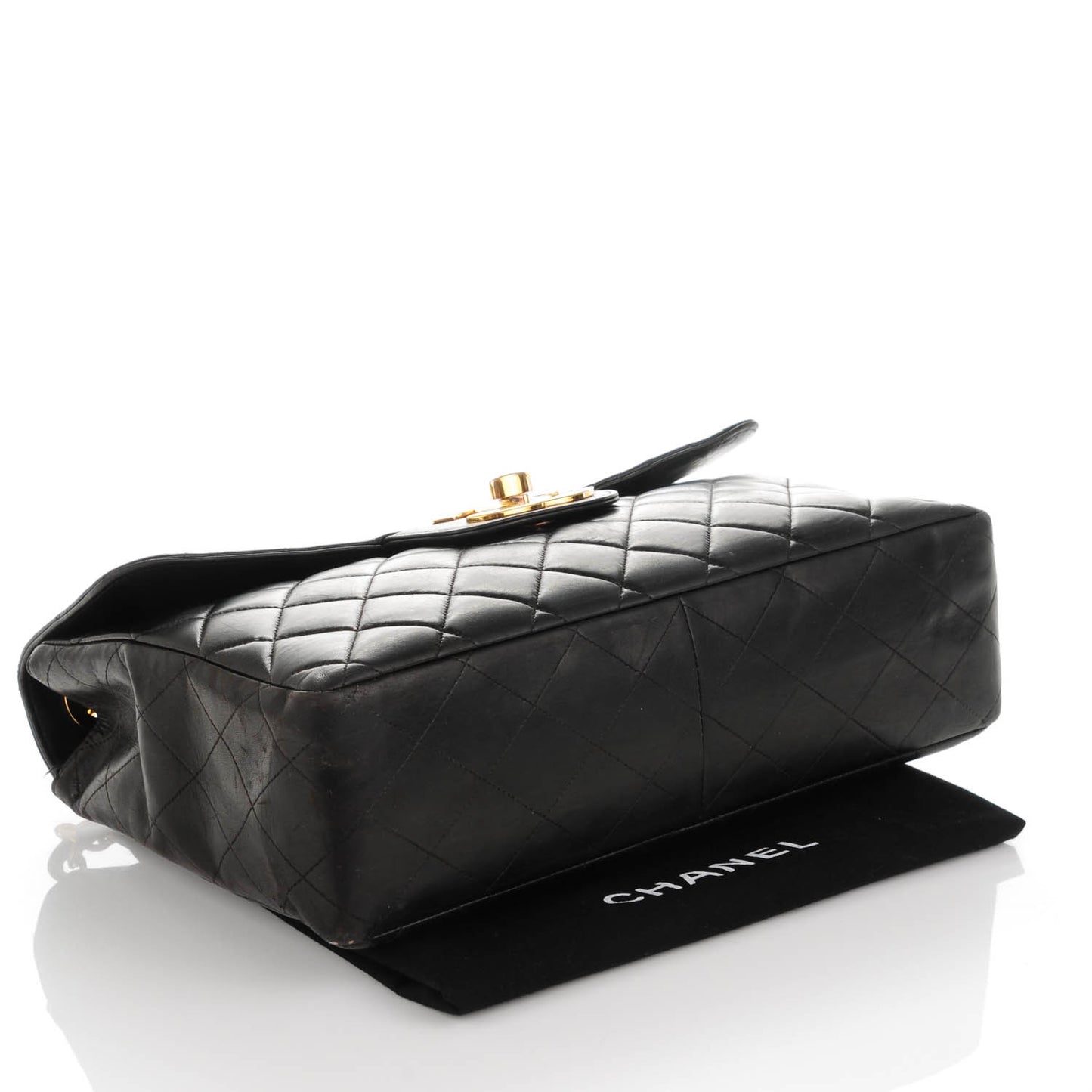 Lambskin Quilted Jumbo Flap Black