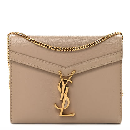 Saint Laurent Grain De Poudre Monogram Cassandra Chain Wallet Dark Beige 1 of 10