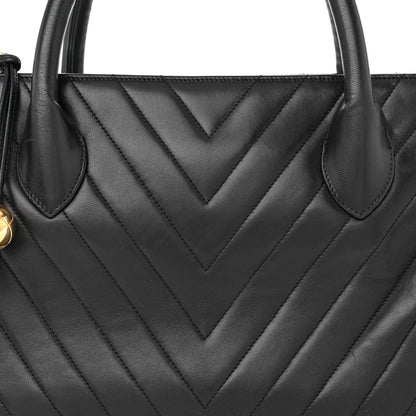 Chanel Lambskin Chevron Quilted Top Handle Bag Black 8 of 11