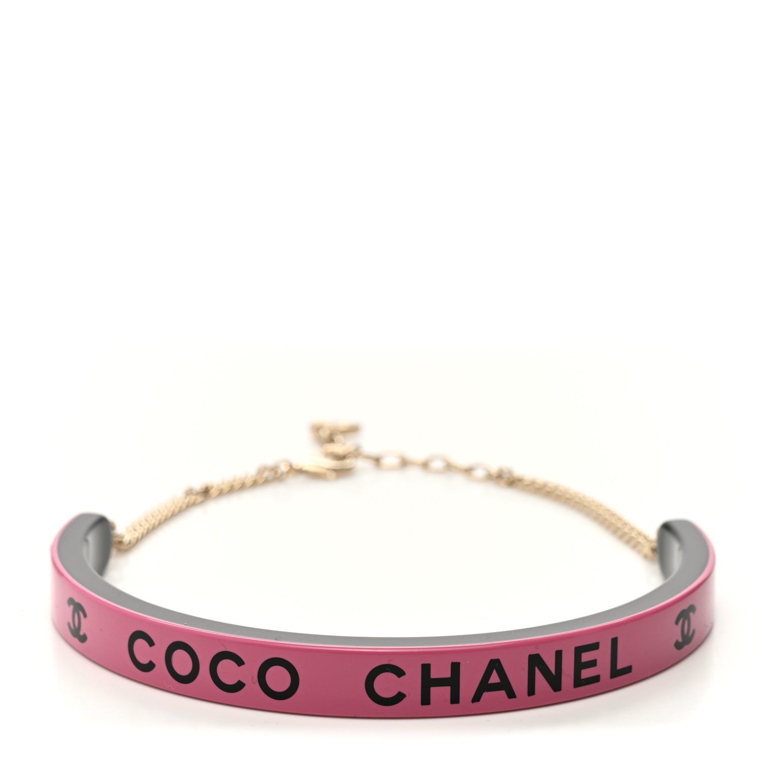Chanel Resin Logo Choker Pink Black 1 of 7