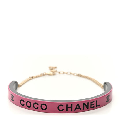 Chanel Resin Logo Choker Pink Black 1 of 7