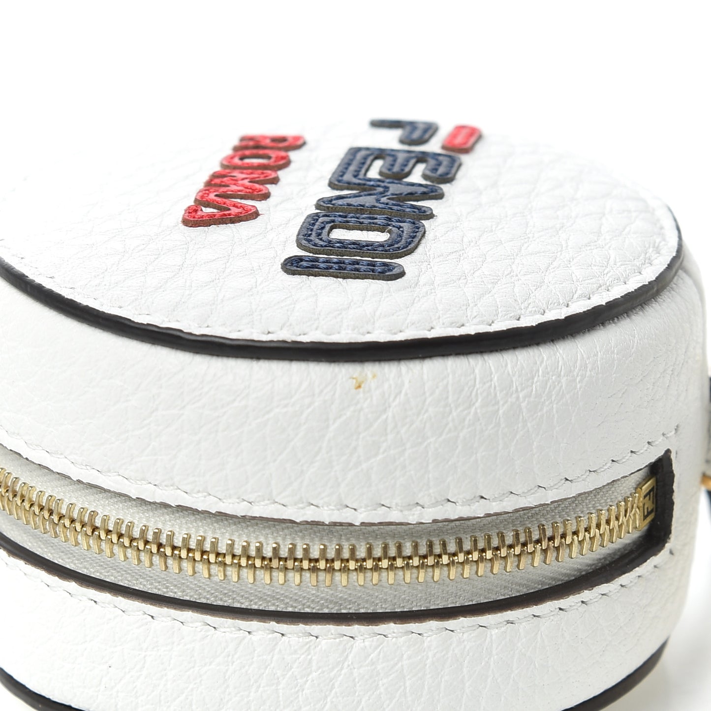 X FILA Calfskin Mania Backpack Help Bag Charm White Blueberry Multicolor