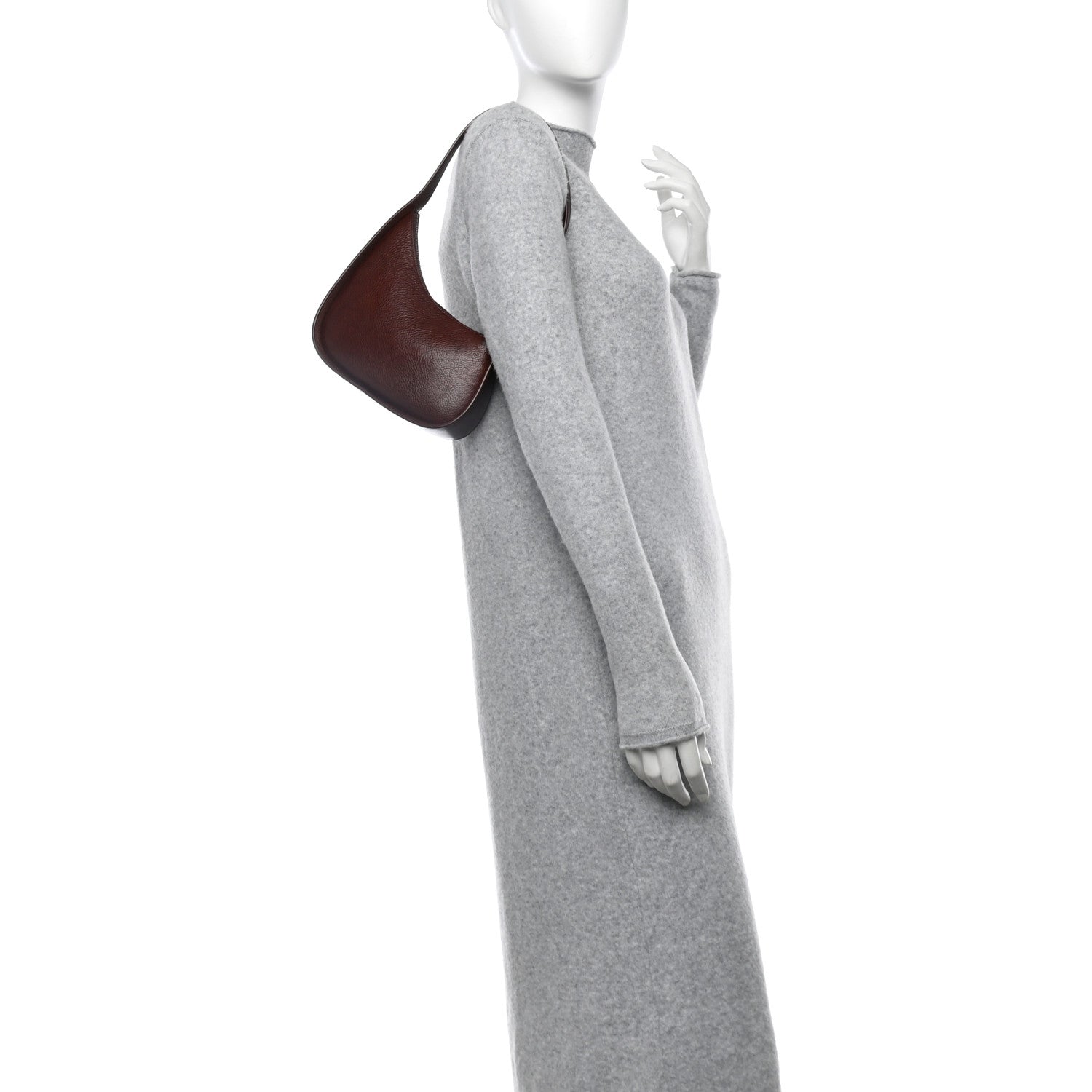 The Row Grained Calfskin Half Moon Shoulder Bag Burnt Wood 2 of 10