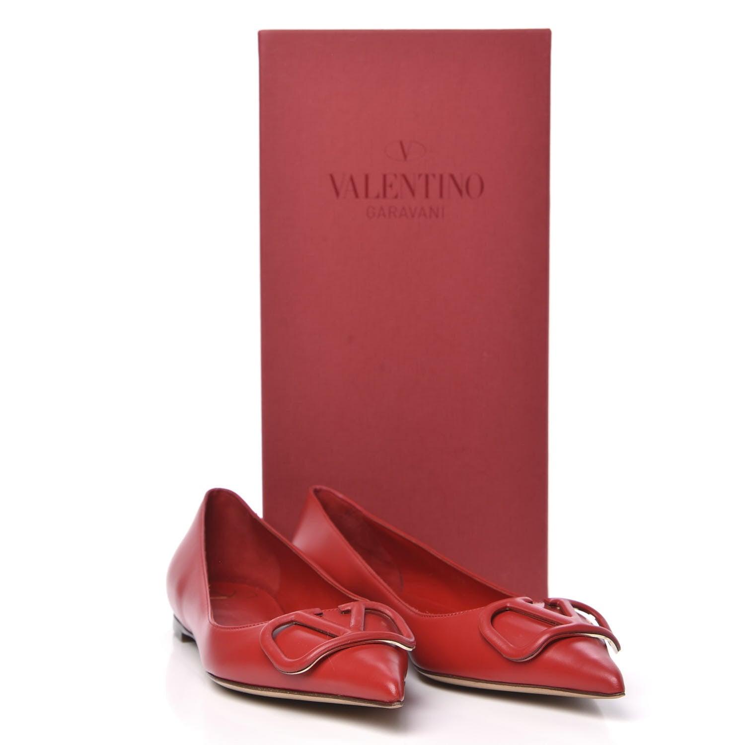 Valentino Garavani Nappa Vlogo Flats 37.5 Rouge Pur 9 of 9