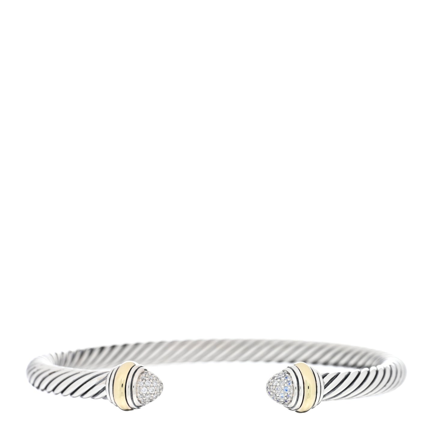 Sterling Silver 14K Yellow Gold Diamond 5mm Cable Classics Bracelet