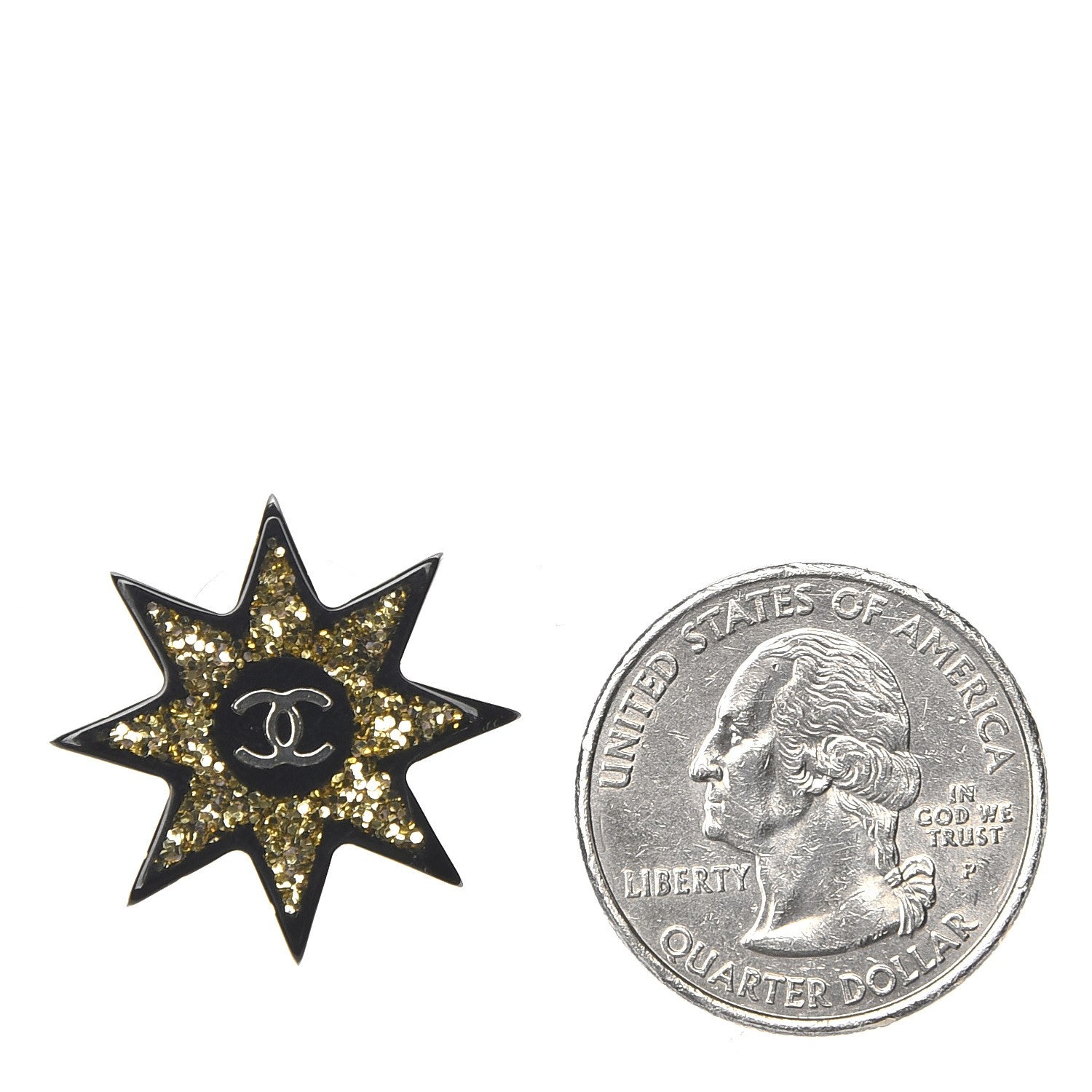 Chanel Resin Metal CC Star Earrings Black Gold 2 of 4