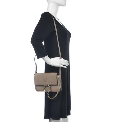 Chloe Suede Calfskin Small Faye Shoulder Bag Motty Grey 2 of 15