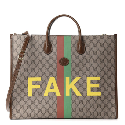 Gucci GG Supreme Monogram Fake/Not Large Retro Interlocking G Tote Bag Beige Brown Sugar 1 of 10