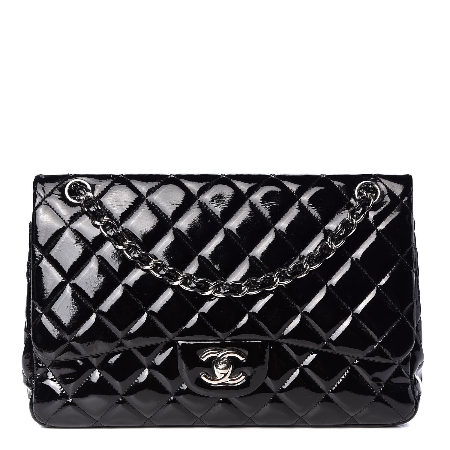 Chanel Patent Quilted Jumbo Double Flap Black 1 of 10