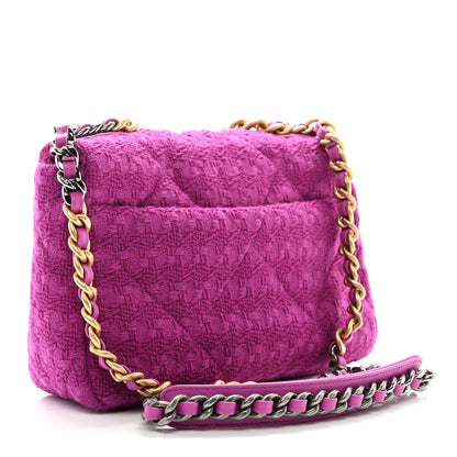 Chanel Tweed Quilted Medium Chanel 19 Flap Magenta 3 of 10