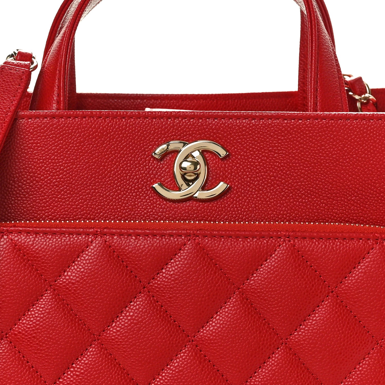 Chanel Caviar Quilted Small Business Affinity Shopping Bag Red 8 of 10