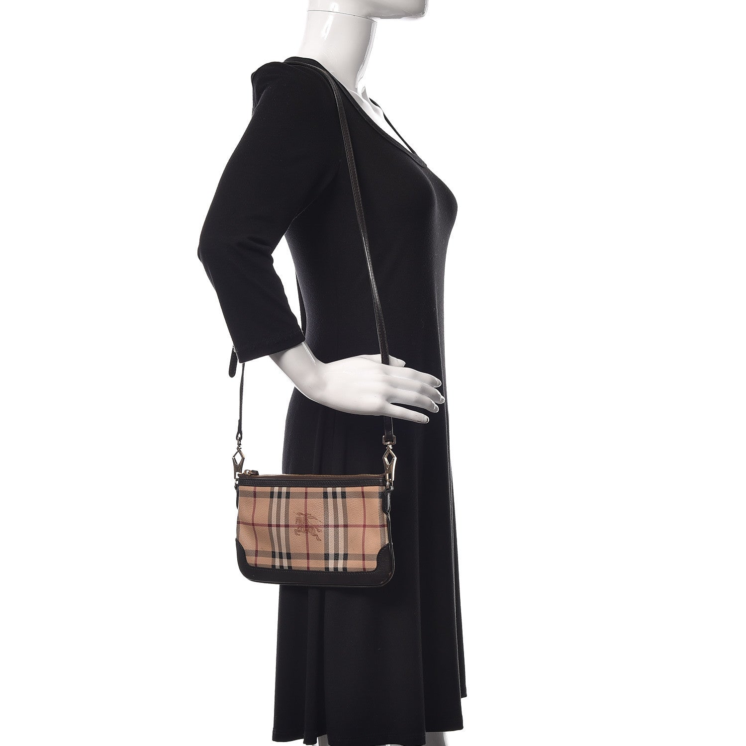 Burberry Haymarket Check Small Peyton Crossbody Clutch Bag Chocolate 2 of 8