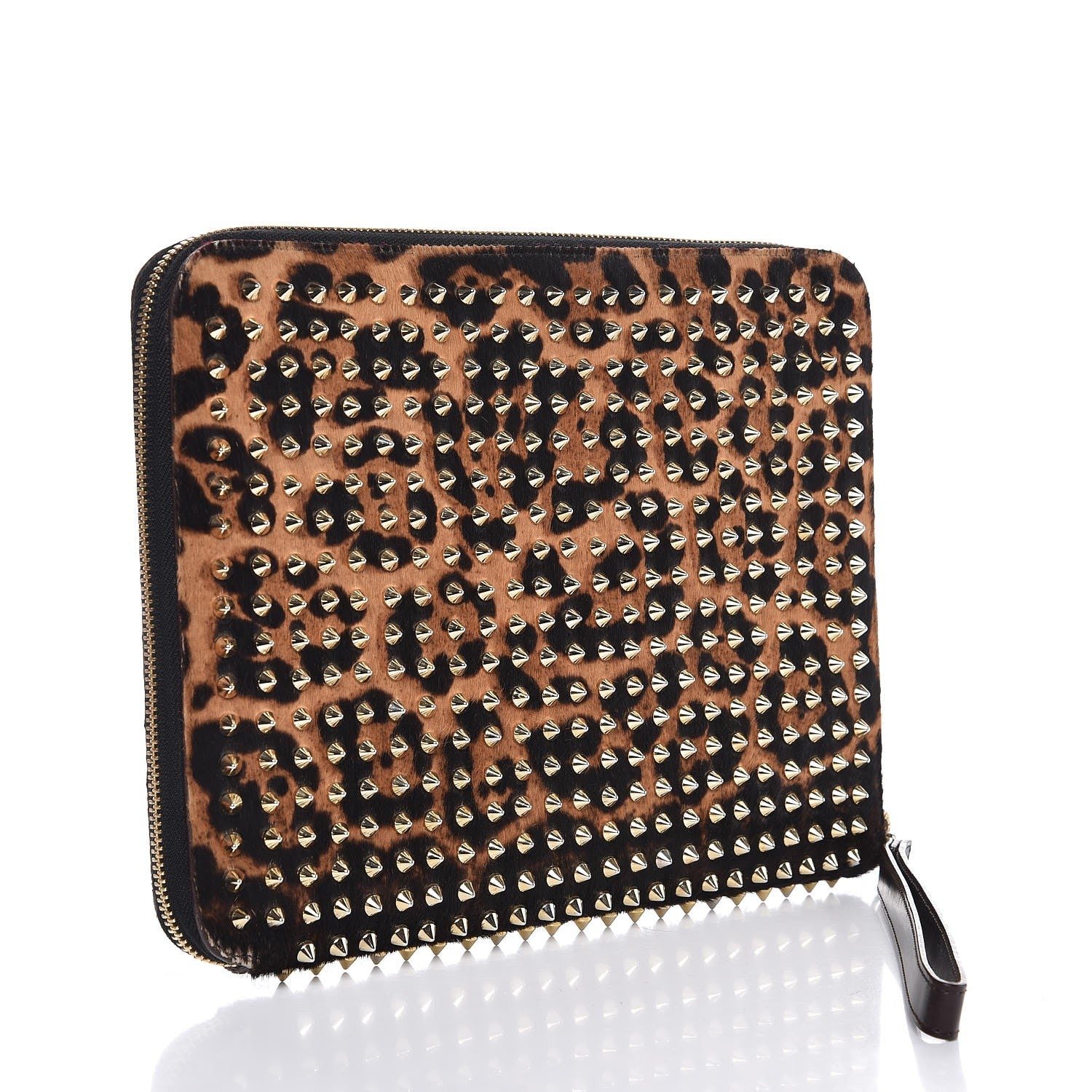 Christian Louboutin Calf Hair Leopard Print Spiked IPad Case 3 of 7