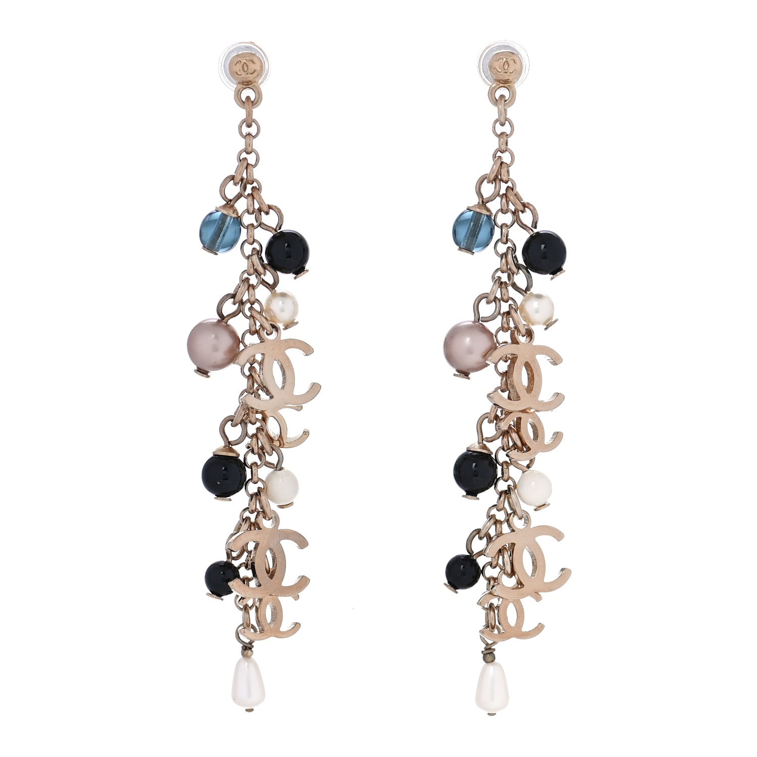 Chanel Pearl Chain CC Dangle Earrings 1 of 6