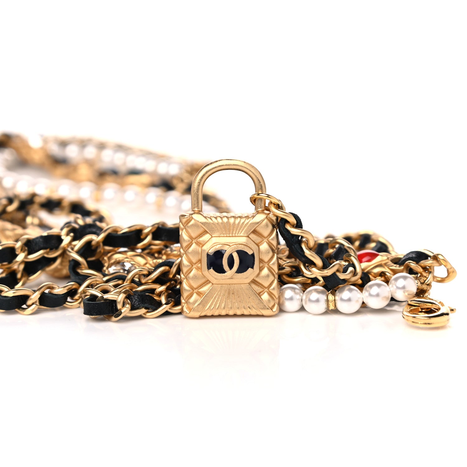 Chanel Lambskin Pearl Lock Chain CC Fancy Belt 90 Multicolor 5 of 5